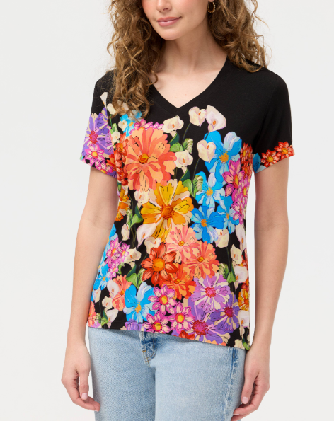 Johnny Was - The Janie Favorite Short Sleeve V‑Neck Tee Final Sale Item