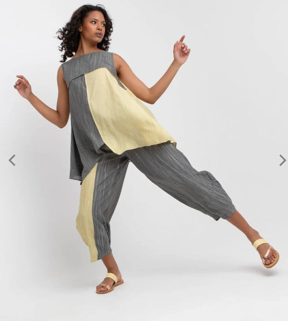 Ozai N Ku Lookout Lantern Pants, Slate/Butter FINAL SALE ITEM