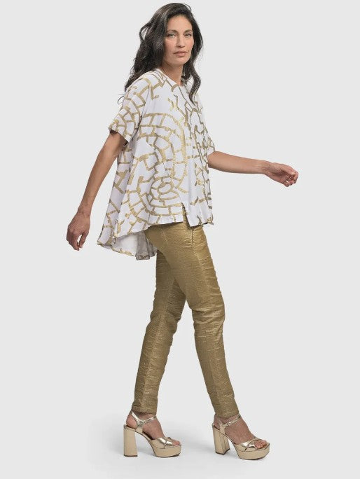 Alembika Pants - Pinstripe Iconic Stretch Jeans, Gold