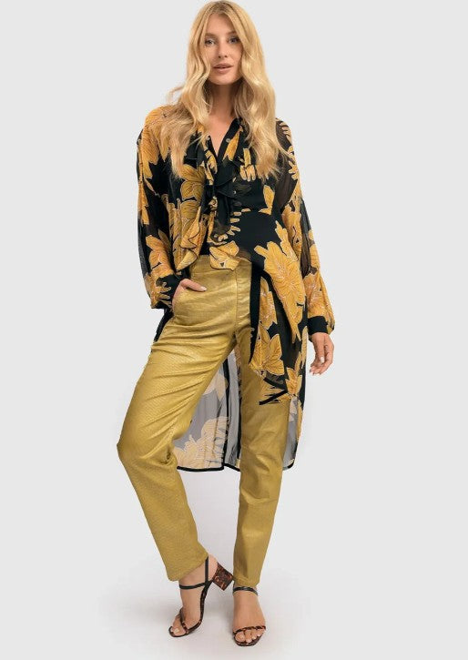 Alembika Pants - Pinstripe Iconic Stretch Jeans, Gold