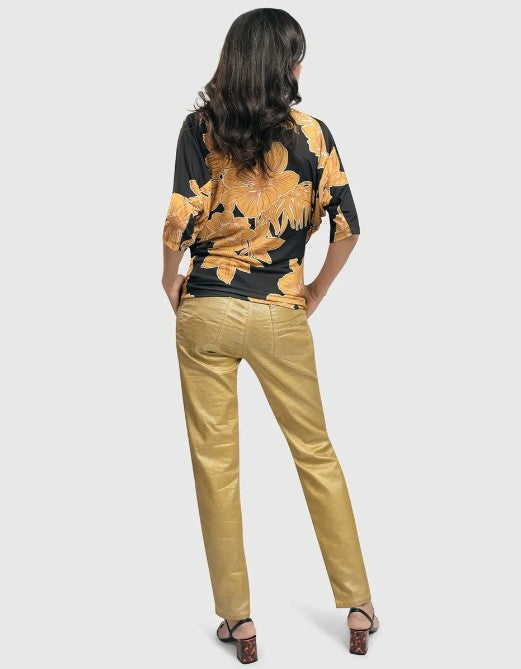 Alembika Pants - Pinstripe Iconic Stretch Jeans, Gold