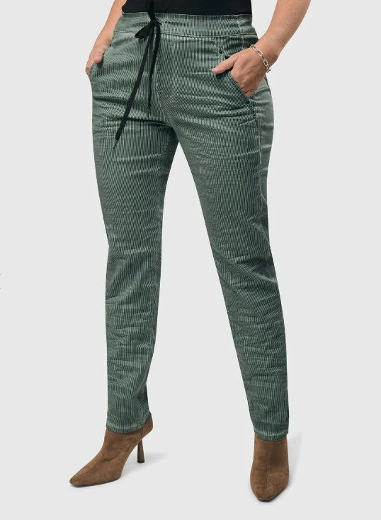 Alembika Pants - Pinstripe Iconic Stretch Jeans, Teal