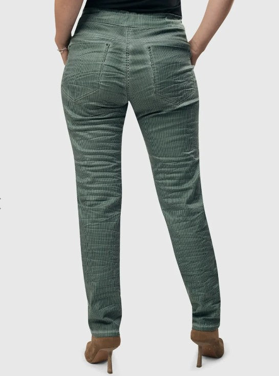 Alembika Pants - Pinstripe Iconic Stretch Jeans, Teal