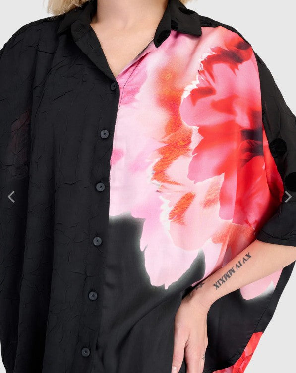 Alembika Clothing - Mystere Camp Shirt, Black/Pink