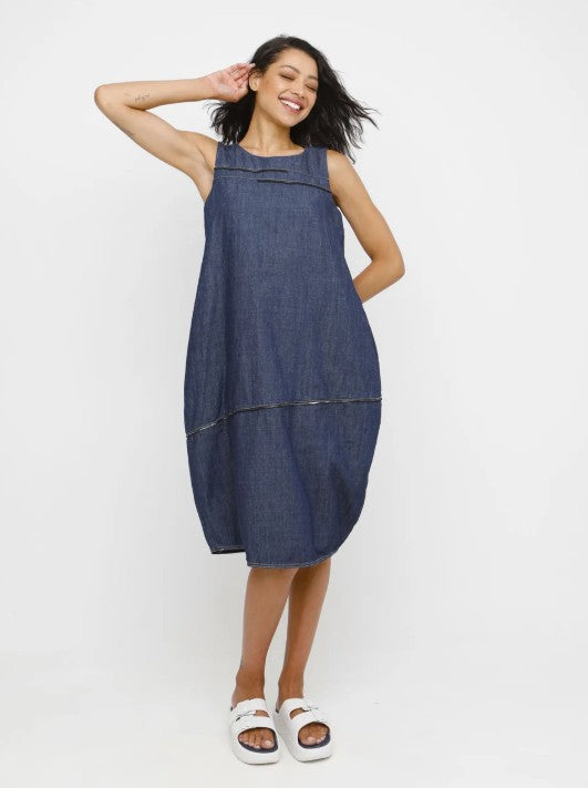 Ozai N Ku Hyph Relaxed Cocoon Dress, Denim Final Sale Item