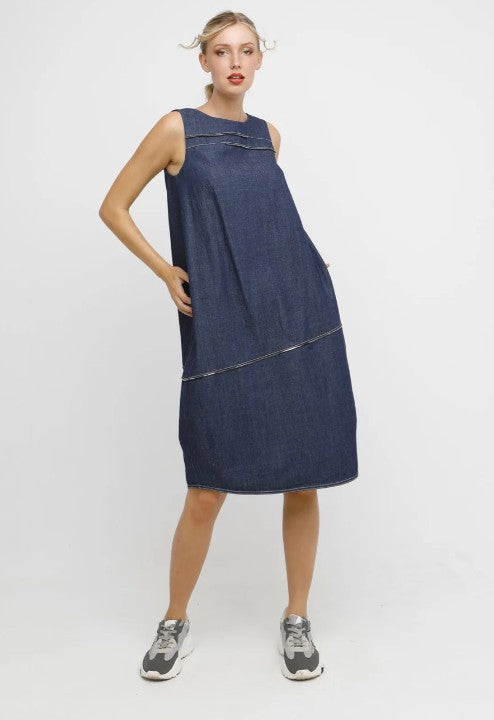 Ozai N Ku Hyph Relaxed Cocoon Dress, Denim Final Sale Item