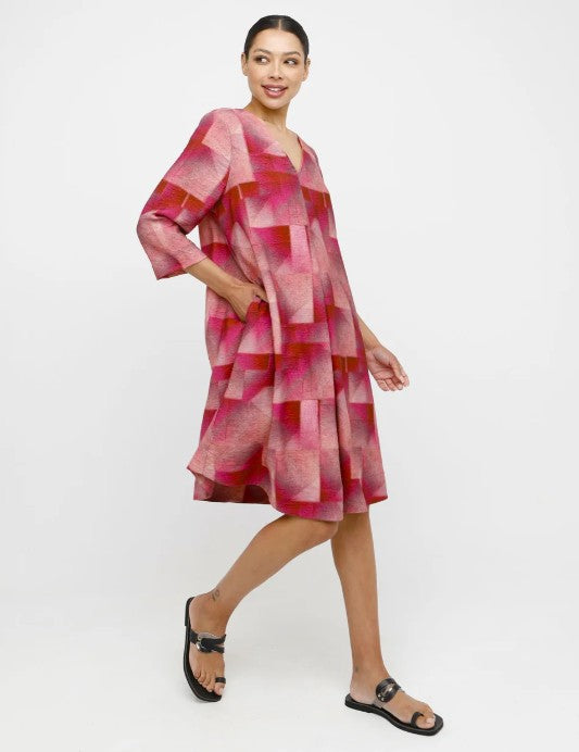 Ozai N Ku Kali A-line Dress, Geo Pink Final Sale Item