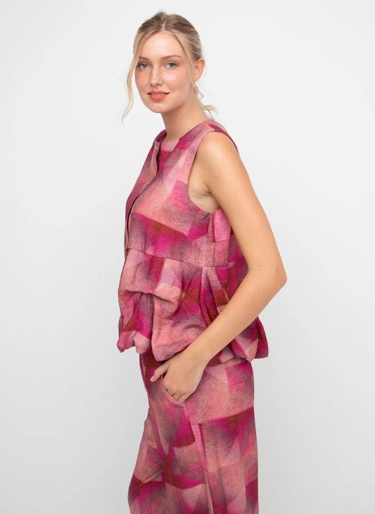 Ozai N Ku Feinos Button Tank, Geo Pink FINAL SALE ITEM