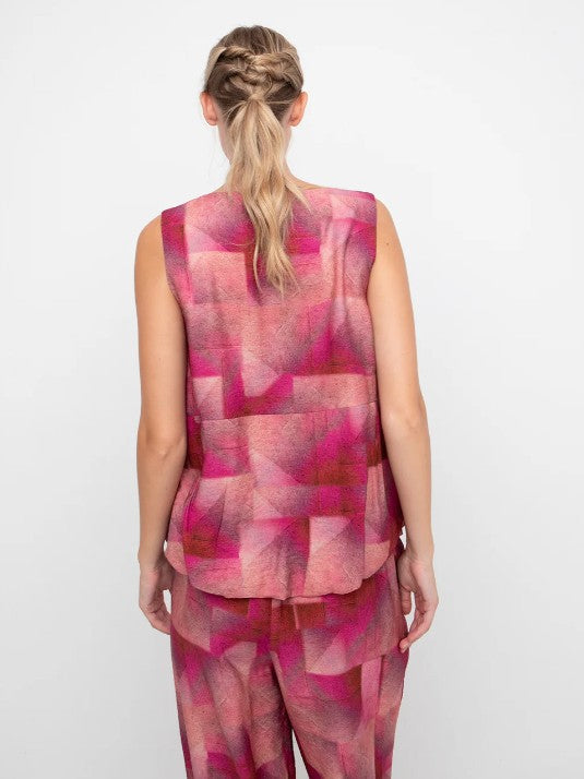 Ozai N Ku Feinos Button Tank, Geo Pink FINAL SALE ITEM