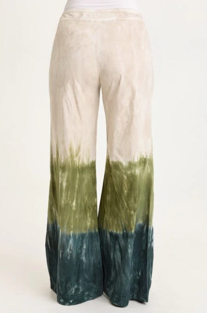 Wearables By XCVI - Tiered Wide Leg Drawstring Flare Ruched Pant