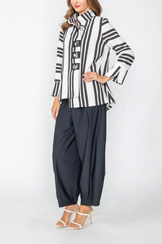 IC Collection - STRIPE JACKET WITH BUTTON CLOSURE