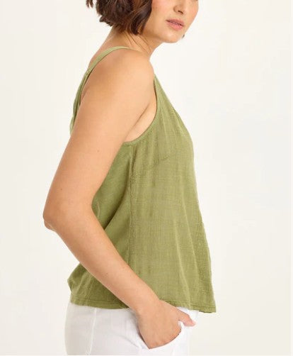 Wearables By XCVI - Hedley Gauze/Jersey Box Pleat Tank