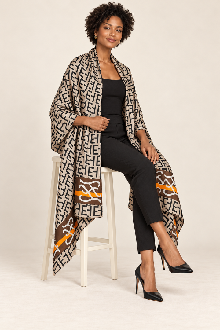 City Chic Geometric Silk-Feel Scarf & Pashmina Wrap