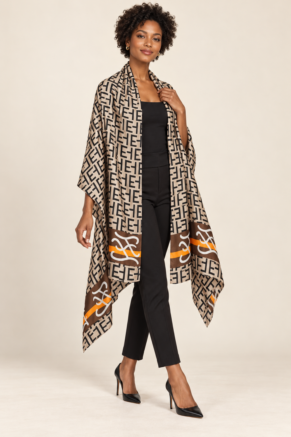 City Chic Geometric Silk-Feel Scarf & Pashmina Wrap