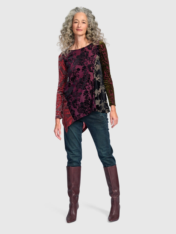Alembika Tops - Wren Asymmetrical Top, Wine Multi