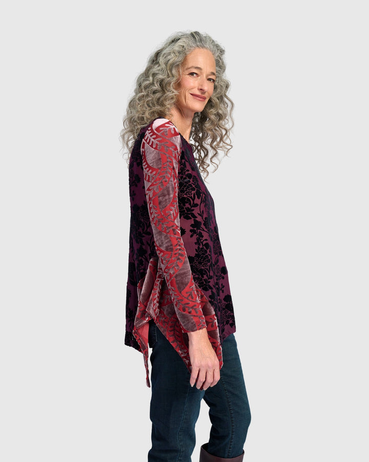Alembika Tops - Wren Asymmetrical Top, Wine Multi