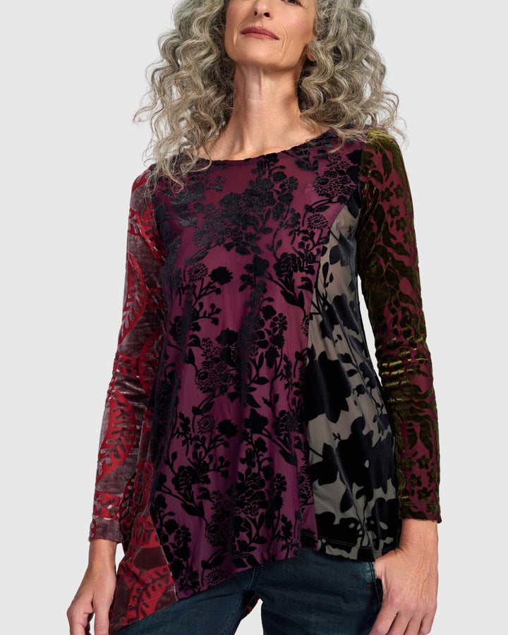 Alembika Tops - Wren Asymmetrical Top, Wine Multi