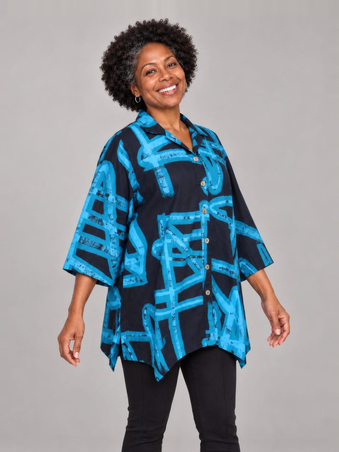 Adverb Therefore in Blue, front view on model