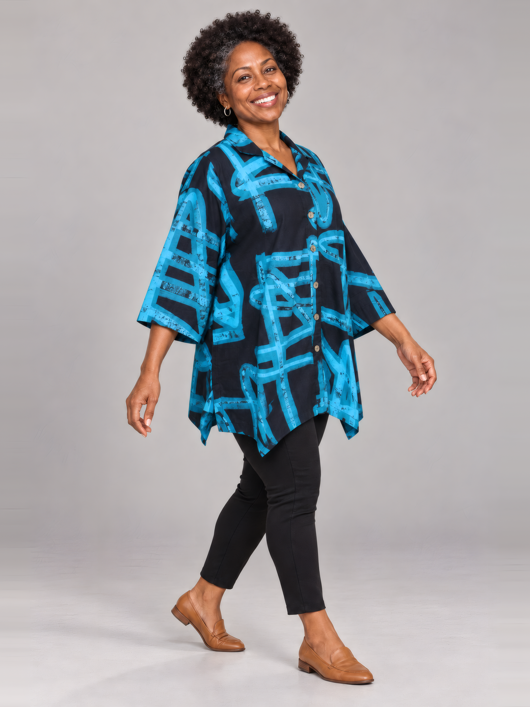 Adverb Therefore in Blue, full length view on model