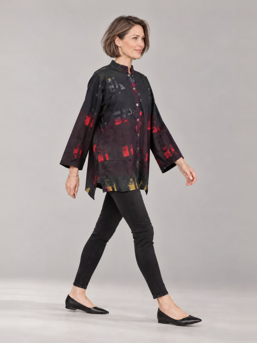 Adverb Therefore in Red, full length view on model