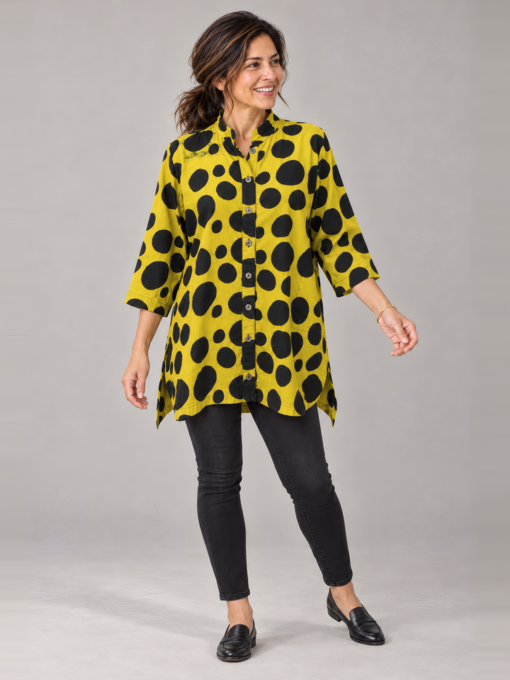 Adverb Therefore in Yellow and Black, full length view on model