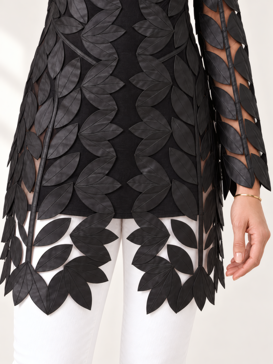 Belgin Francis Nisantasi Tunic in Black, close up of the fabric and details