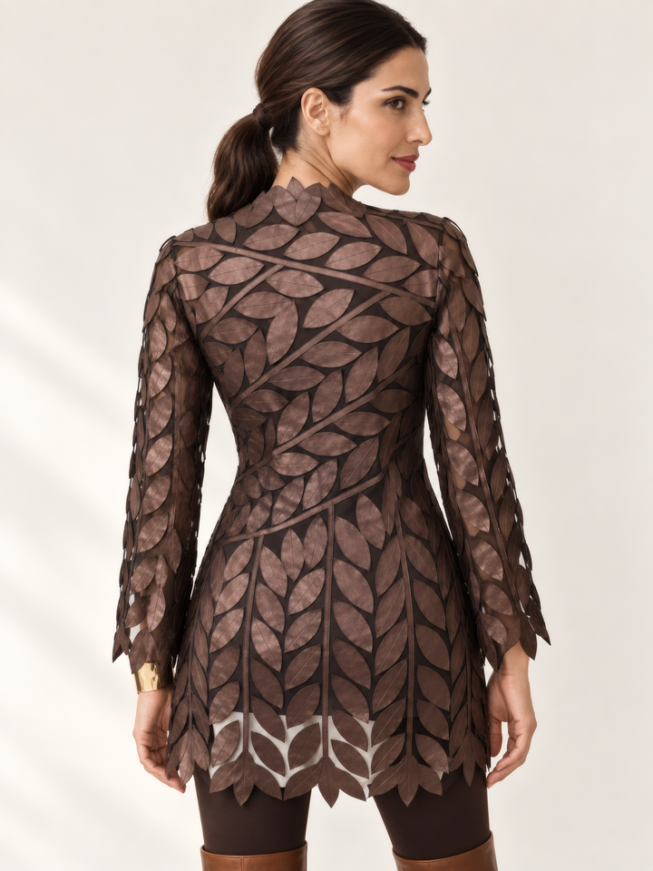 Belgin Francis Nisantasi Tunic in Bronze, back view on model
