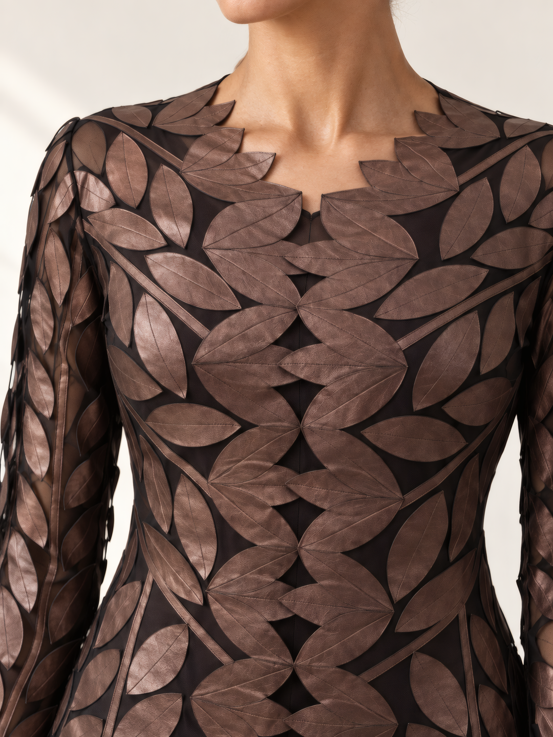 Belgin Francis Nisantasi Tunic in Bronze, close up of the fabric and details