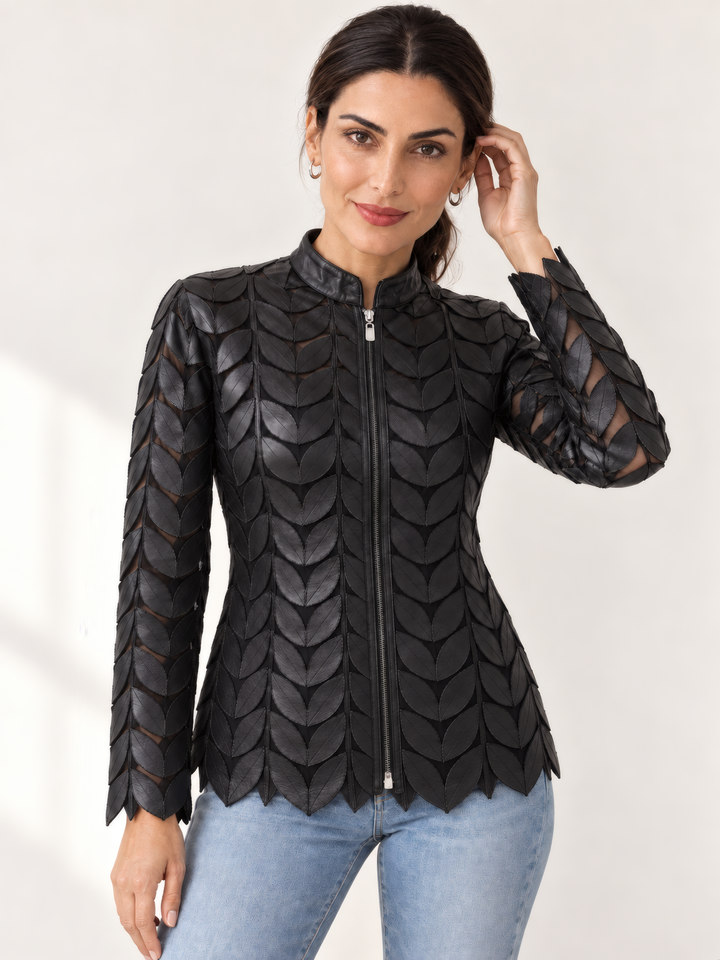 Belgin Francis Regular Leaf Jacket in Black, front view on model