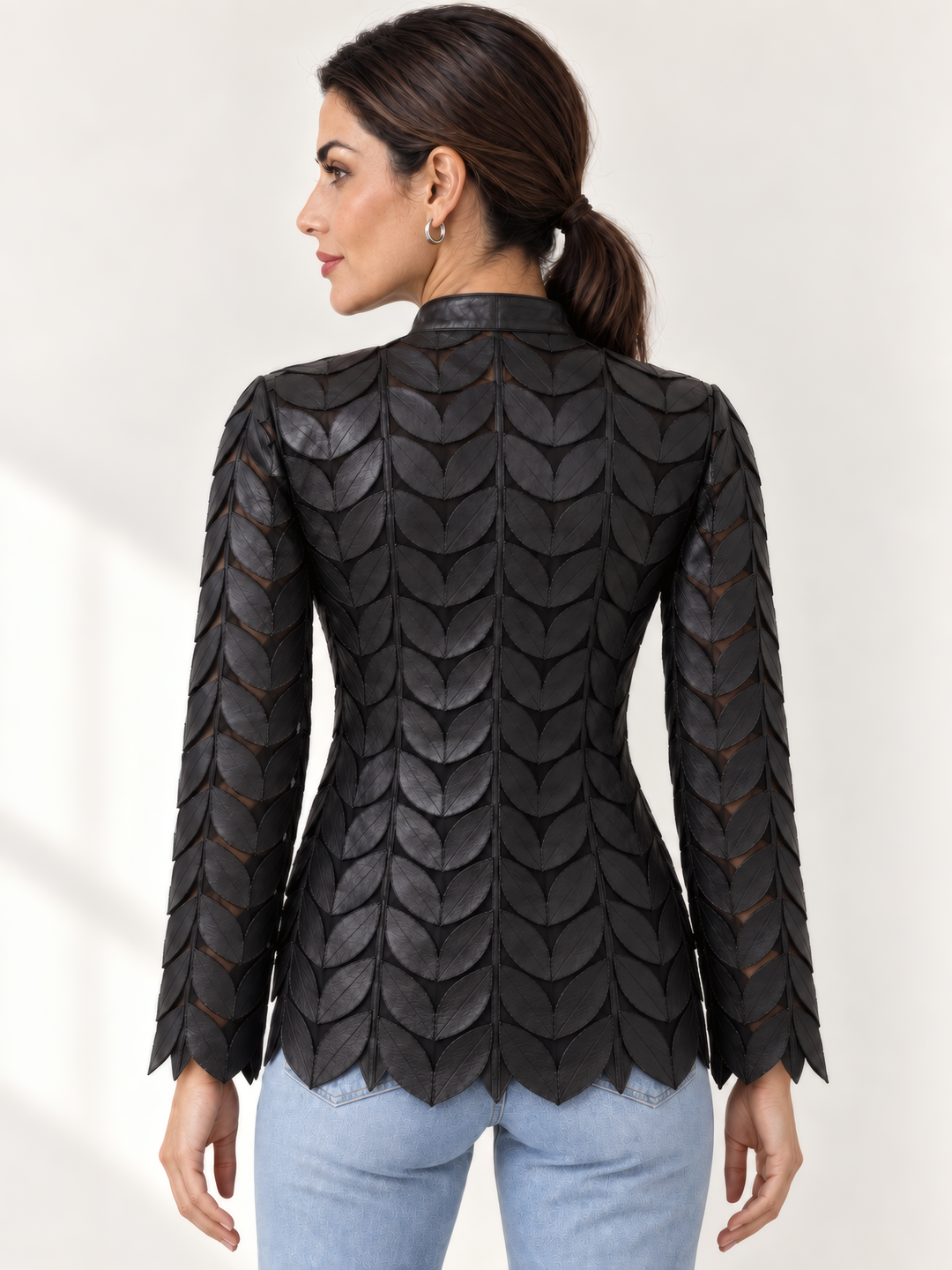 Belgin Francis Regular Leaf Jacket in Black, back view on model