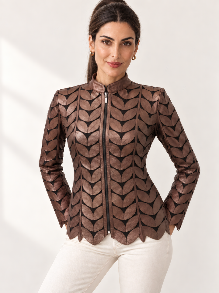 Belgin Francis Regular Leaf Jacket in Bronze, front view on model