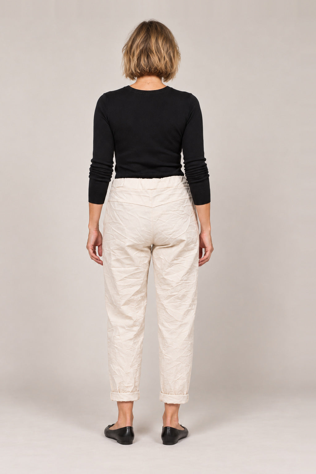 Boutique Karma Basic Jogger in Beige, back view on model
