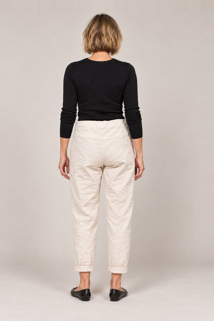 Boutique Karma Basic Jogger in Beige, back view on model