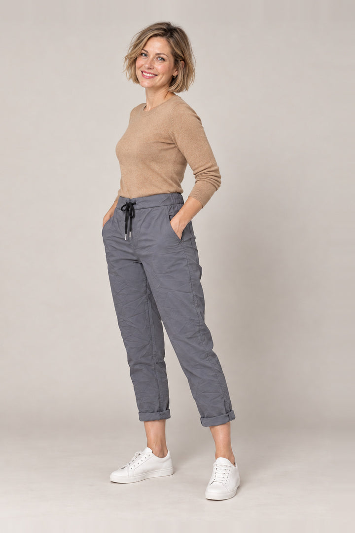 Boutique Karma Basic Jogger in Grey, front view on model