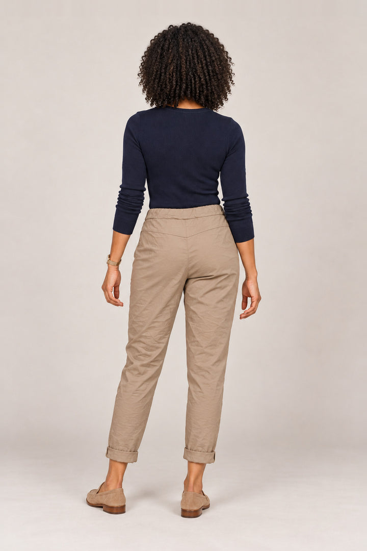 Boutique Karma Basic Jogger in Khaki, back view on model