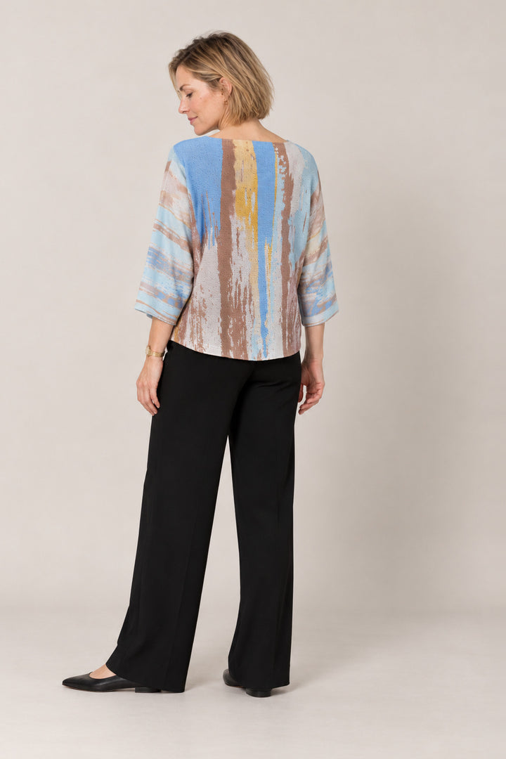Boutique Karma Pullover Print in Brush Paint, back view on model