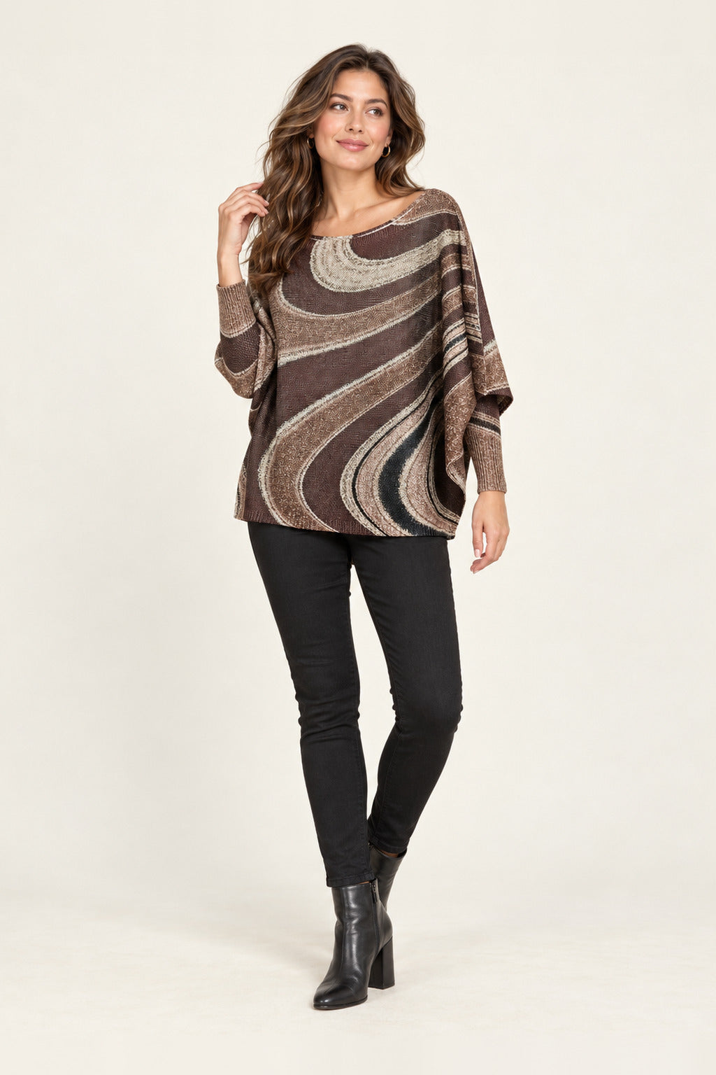 Boutique Karma Wave Top, front view on model