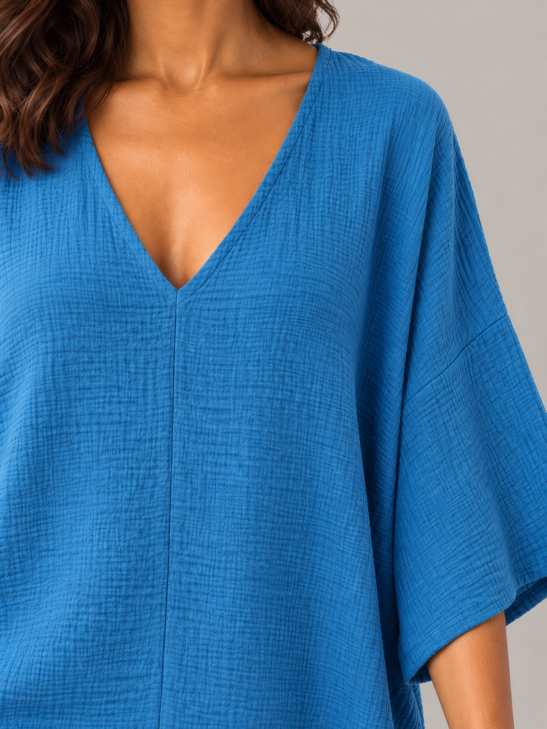 Bryn Walker Gauze Bax Shirt in Demoiselle, close up of the fabric and details