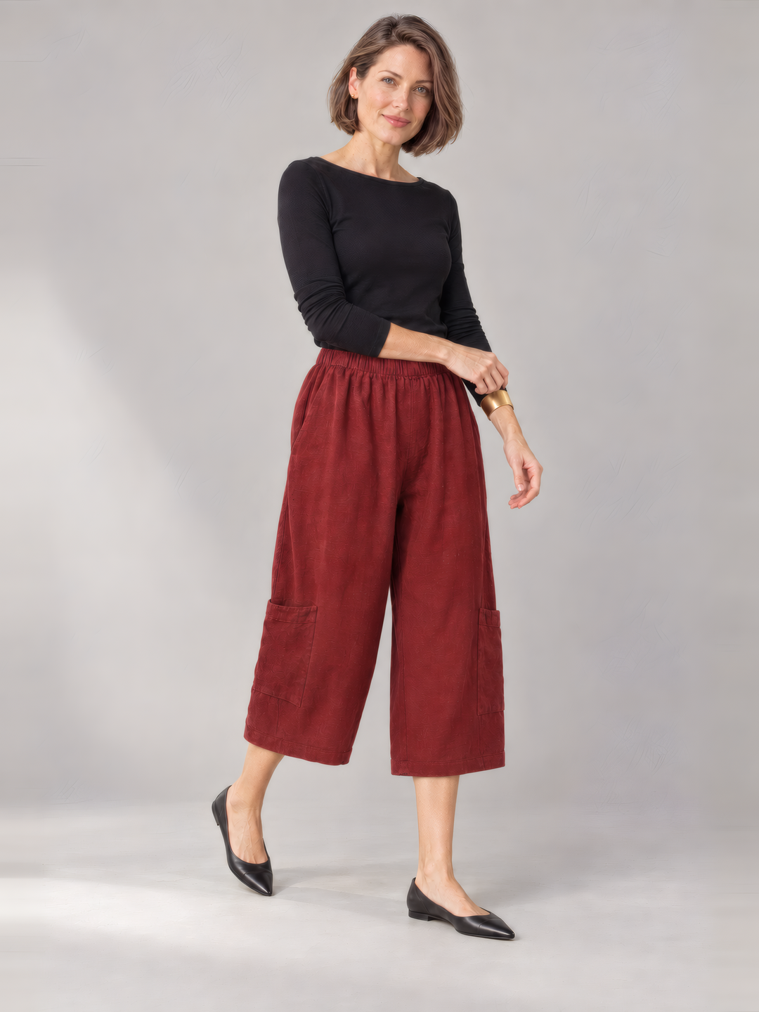 Bryn Walker Heavy Linen Casbah Pant in Granada, front view on model