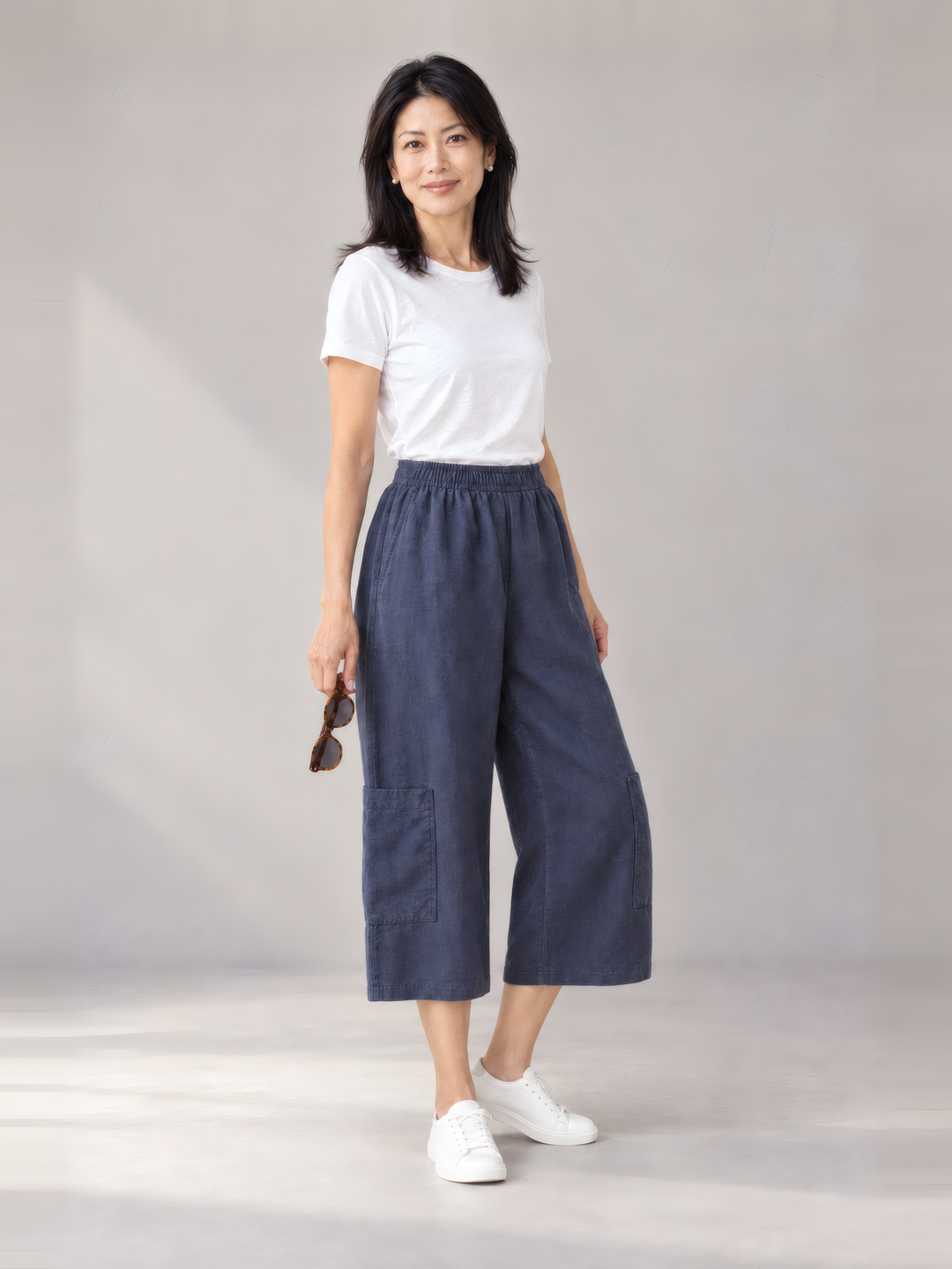 Bryn Walker Heavy Linen Casbah Pant in Orion, front view on model