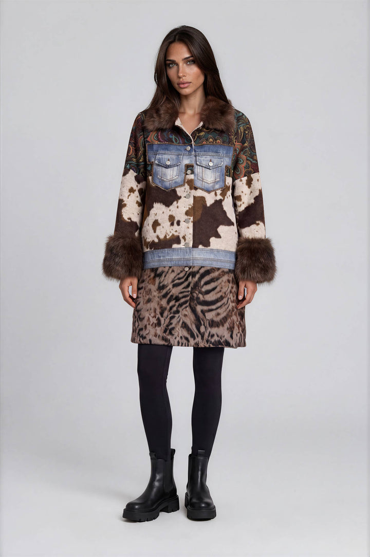 Adore Mixed Media Faux Fur Statement Coat alternate view