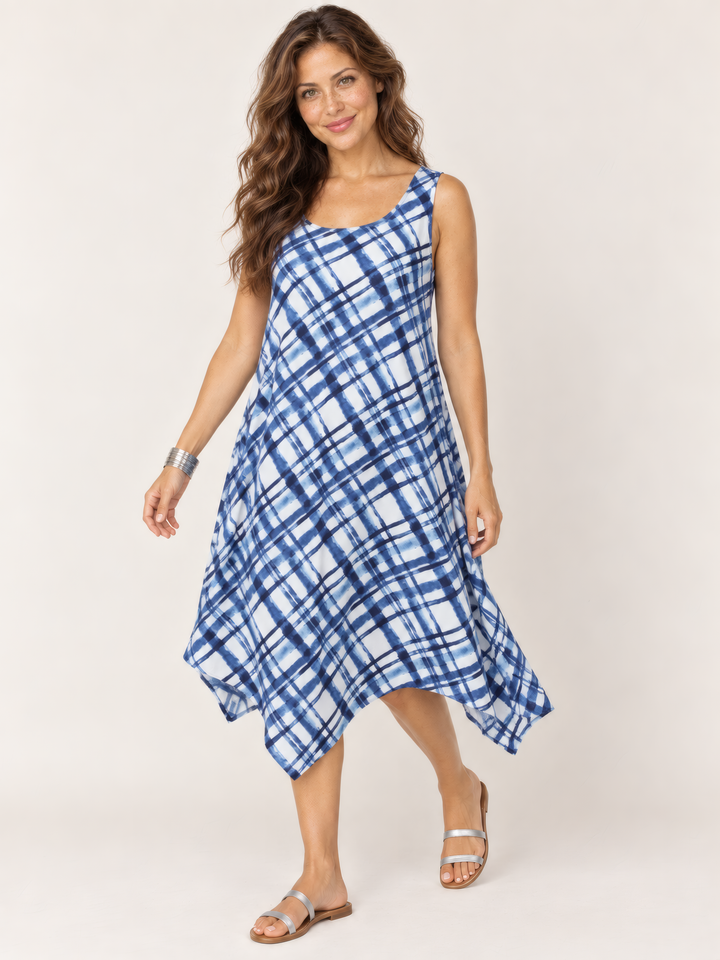 Dress Addict Jamy Dress in Blue Multi, front view on model