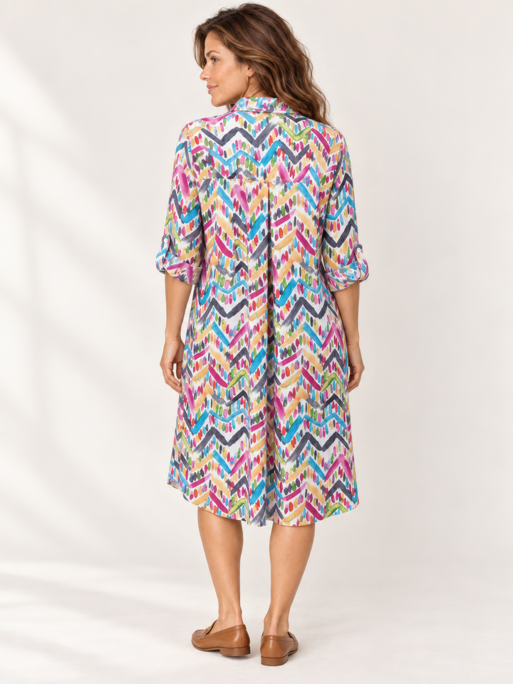 Dress Addict Jiji Dress in Bright Colors, back view on model
