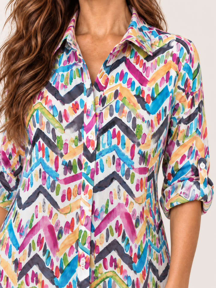 Dress Addict Jiji Dress in Bright Colors, close up of the fabric and details