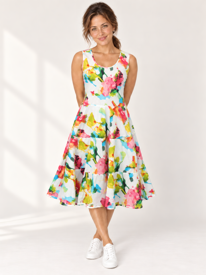 Dress Addict Joy Dress in Watercolors, front view on model