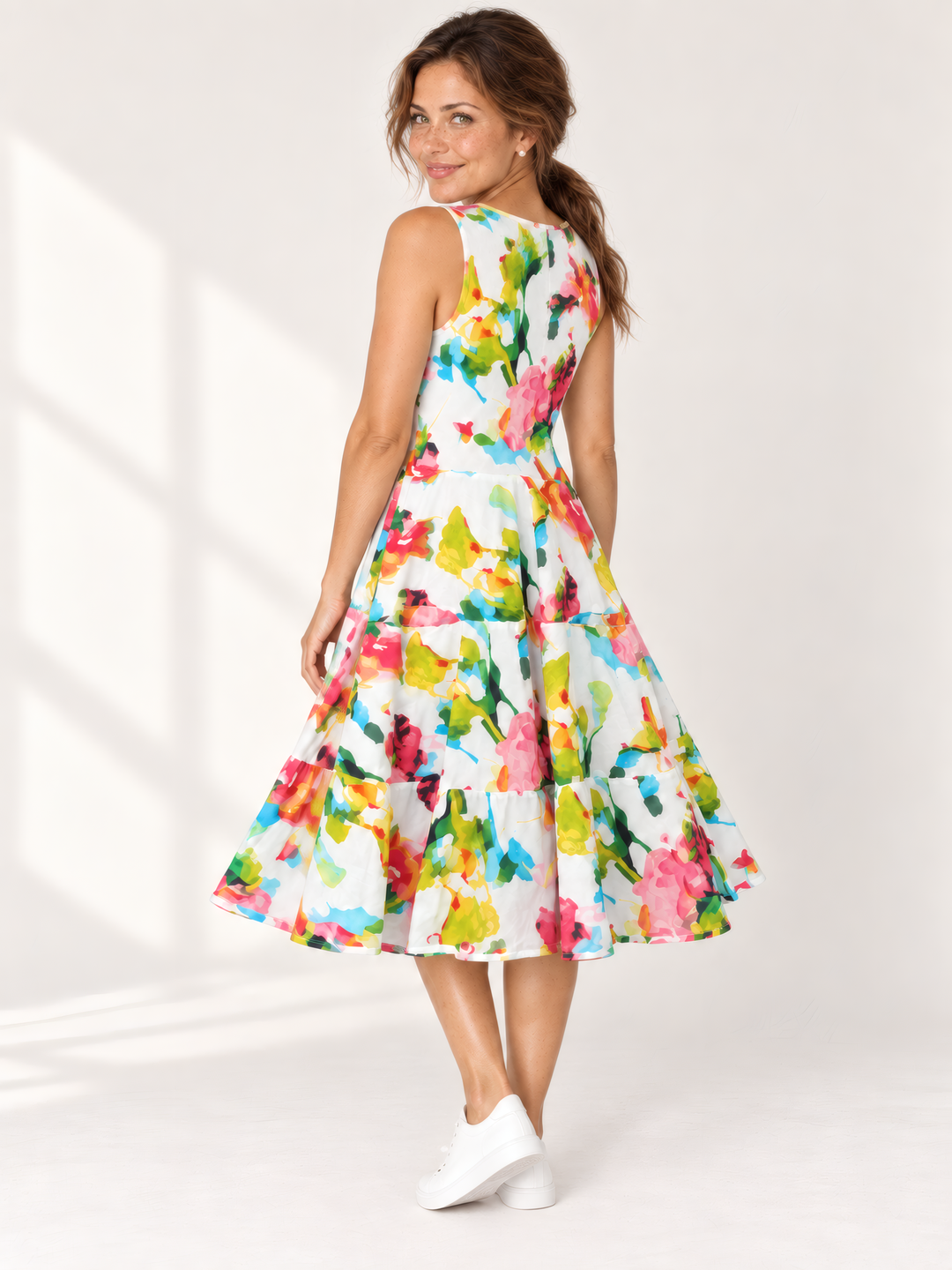Dress Addict Joy Dress in Watercolors, back view on model
