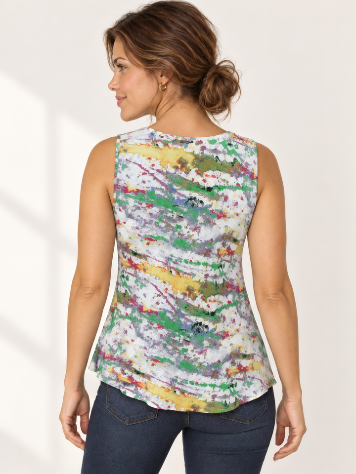 Dress Addict Jus Top in Paint Brush, back view on model