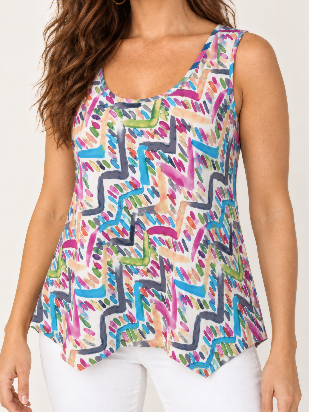 Dress Addict Jus Top in Watercolors, close up of the fabric and details