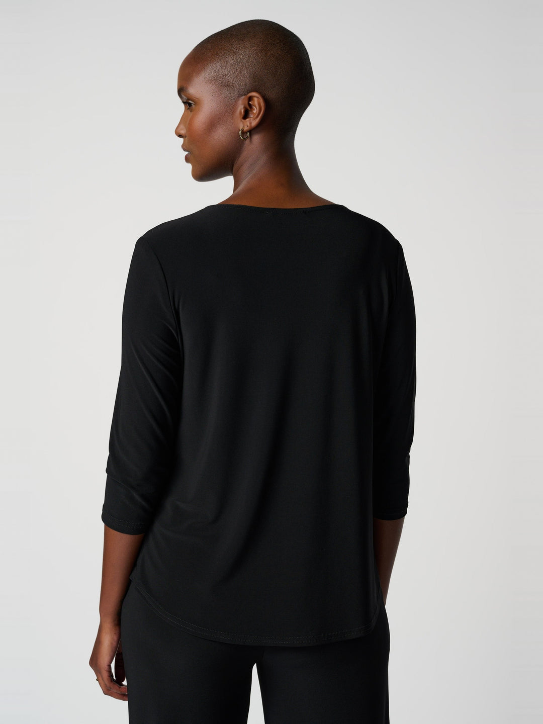 Joseph Ribkoff Classic Three Quarter Sleeve Tee in Black, back view on model