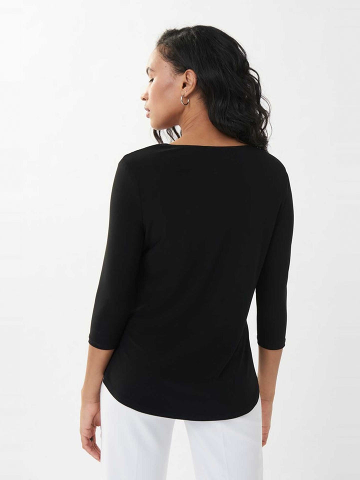 Joseph Ribkoff Classic Three Quarter Sleeve Tee in Black, back view on model